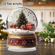 1pc 2D Flat Acrylic Christmas Tree And Snowball Pattern For Christmas Gift Decoration, With 2D Flat Printing - Holiday Desktop Decoration - No Electricity Required - Perfect For Christmas, Thanksgiving, New Year, Birthdays, St. Patrick's Day