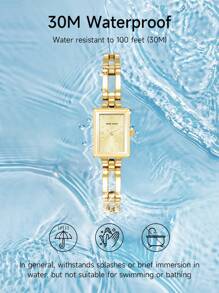 Anne Klein Women's Gold-Tone Quartz Bracelet Watch With Square Light Champagne Sunray Dial Watch For Women Luxury Analog Watch With Adjustable Bracelet Wactch Ladies' Elegant Gift Watch