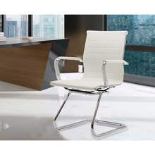 WAHSON OFFICE CHAIRS PU Leather Office Chair Set Of 2 Metal Frame Conference Chair For Meeting Room/Reception Area - White - View 7