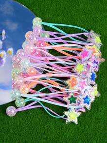 7/10/14pcs Set AB Color Beads Double-Headed Hair Scrunchies, Y2K Girly Grunge Style Hair Accessories, Suitable For Casual Daily Wear, Party, Dance, Shiny Decoration Hair Ties Ponytail Holders Hair Elastics Hair Rope, Hair Bobbles Head Accessories