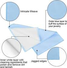EstiloSEVENWELL PañO De Pulido De Plata, PañO Limpiador De Joyas Para Joyas De Plata De Ley, Oro, Platino, Cubiertos, Diamantes, Piedras Preciosas, Monedas (Azul)VersióN Mejorada - 1 - Ver 3