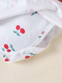 1 bộ đồ liền thân dài tay có gân dễ thương cho bé gái sơ sinh/trẻ mới biết đi, nhẹ cho mùa xuân/thu - Đỏ - Xem 7