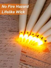 6pcs Ivory Wax LED Candle Lights, Battery Operated Flameless Taper Candles With Remote Control/Timer, Warm White, For Home, Halloween, Christmas, Valentine's Day, Wedding, Party, Holiday Decor