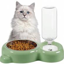 Dog Bowls Cat Food And Water Bowl Set With Water Dispenser And Stainless Steel Bowl For Cats And Small Dogs Light Bluenew - 綠色 - 查看 7
