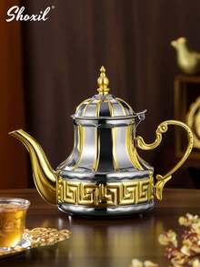 shoxil Bộ ấm pha cà phê/trà bằng thép không gỉ 0.8L, ấm pha cà phê kiểu Ả Rập truyền thống, ấm pha cà phê kiểu Ma-rốc, ấm trà bạc hà, ấm pha cà phê, ấm trà, ấm đun nước kiểu Trung Đông, dùng cho gia đình và quán cà phê. - Ấm trà - Xem 1