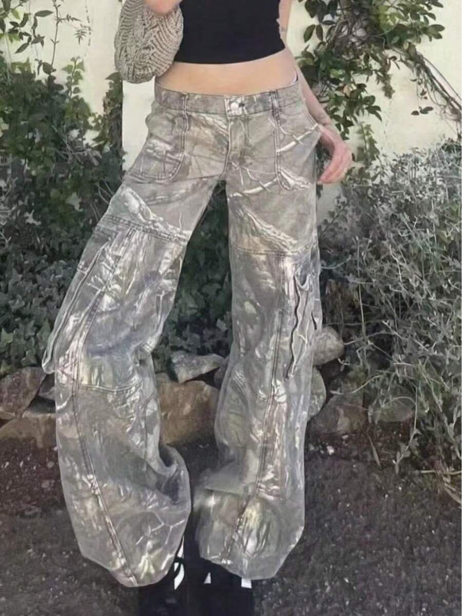 Women's New Autumn Cargo Pants Hot Girl Camouflage Pants Straight Leg Loose Lowpantalones Jeans De Mujer Women - 軍綠色 - 查看 1