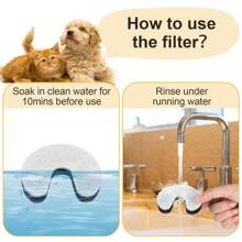 Pet Water Fountain 6/12/18/24PCS Filters, Washable Replacement Filters With Triple Filtration System, Pet Drinking Fountain Filter For Cat Water Fountain