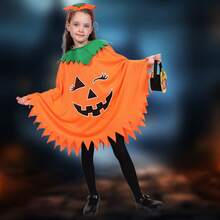 儿童黑金色女巫斗篷、圣诞南瓜斗篷，适合狂欢节派对装扮（注意：只有斗篷，没有道具南瓜/南瓜袋/女巫扫帚等） - 彩色 - 查看 4