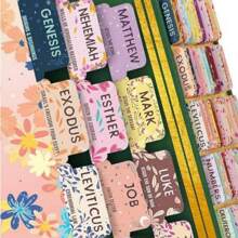 1set Bible Labels And Soul Nourishing Book Abstracts -75 Large Printed Laminated Bible Labels, New And Old Testament Labels, Bible Book Titles+Inspirational Book Summary Phrases, Bible Study Supplies, Diary Accessories, Peeled And Pasted,Christmas Gift, Merry Christmas