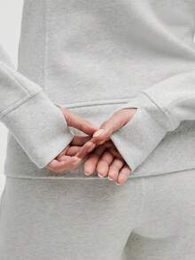 Women Casual Zip Front Hooded Sweatshirt, Slim Fit, Autumn/Winter Outfits For Women - Light Grey - View 4