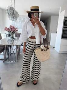 2025 Herbst/Winter neue Mode lässige vielseitige Retro Klassisch Farbblock gestreifte Strickjose, Allround Oberteile, Herbstkleidung, Homecoming, Schulanfang, bescheidene Frauen, Party Frauen, Y2K Frauen, Oberteile für Ausgehen, Konzert Frauen, Date Night Frauen