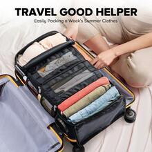 Vokelater Suitcase Organizer, Travel Luggage Organizer Hanging Shelves Packing Cube Closet/Collapsible Portable Travel Organizer For Carry-On, Small, Black