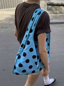 2025 New Chinese Style Embroidery Elegant Lady Tote Bag Shoulder Handbag Large Capacity Commuter Backpack Dots , Polka Dot - Blue - View 3