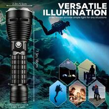 1pc XHP70.2 High Lumens Diving Flashlight - 3Modes Scuba Diving Light IPX8 Underwater Waterproof LED Torch With 18650 Battery & USB Charger For Outdoor Camping/Snorkeling/Night Diving/Deep Sea Caving - Black - View 11