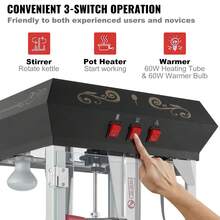 Popcorn Maker With Cart, 850W, 8 Oz, 48 Cups, Black - 查看 5