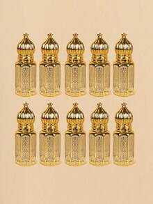 1/3Pcs Premium Golden Glass Essential Oil Roller Bottles,6ml Travel-Ready Bottles With Glass Ball And Crown Caps,Perfect For Perfume, Lip Gloss, & On-The-Go Beauty