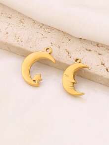 3 件不锈钢月亮吊坠配件 18K 镀金月亮吊坠适用于 DIY 珠宝制作用品配件 - 吊墜 - 查看 1