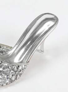 Women's Comfortable High Heel Sandals, Transparent Upper, Glamorous, Sparkling Rhinestone Shoes Suitable For Parties, Gatherings, Balls, Weddings And Various Occasions, Fashionable Women's Shoes - Silver - View 6