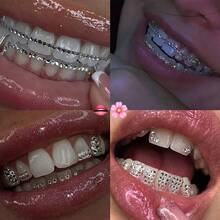 66pcs White Butterfly & Colorful Rhinestone Teeth Jewelry Set, Cute Y2K Sparkling Crystal Tooth Decor, Suitable For Daily, Party, Holiday, Unisex