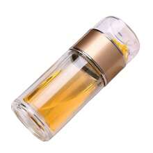 1 pieza Taza de vidrio con separación de té, taza de agua portátil resistente al calor de doble capa con función de separación de agua y té - Multicolor - Ver 13