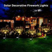 4pc Solar Fireworks Lights Outdoor Waterproof Garden Fairy Light Outside Solar Sparkles Landscape Lights 120 LED Decorative Outdoor For Backyard Patio Pathway Lawn Party Walkway Decor, 4 Pack