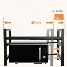 Adjustable Microwave Stand: Expandable Kitchen Shelf – Perfect For Countertop Organization & Tidy Kitchens - Black - View 4