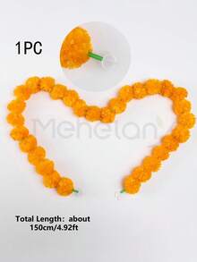 MEHELANY 2/1 vòng hoa cúc vạn thọ nhân tạo dài 1,3 mét, hoa cúc vạn thọ màu cam, thích hợp trang trí Diwali, trang trí truyền thống, trang trí vòng hoa cúc vạn thọ, trang trí nhà cửa dịp Diwali, trang trí Giáng sinh, trang trí Halloween. - trái cam - Xem 3
