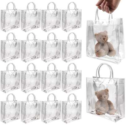 Set de 12 bolsas de tote de plástico transparente PVC, regalos para damas de honor, bolsas de empaque de cosméticos, bolsas para flores, bolsas de caramelos