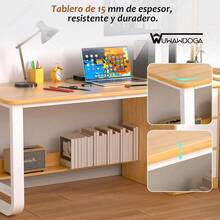 Escritorio para Home Office con 3 Cajones - Mueble de Oficina en Casa Moderno y Funcional, Perfecto para Teletrabajo y Estudio-Ideal para Dormitorios y Apartamentos Pequeños - Blanco - Ver 3
