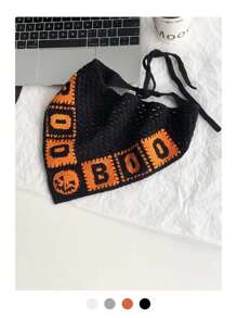 1 Stück Damen Sommer Strandschal, Boho-Stil gestrickter dreieckiger Kopfwickel, handgefertigter gehäkelter Stirnband, ländlicher Stil Kopfwickel Bandana Haartuch