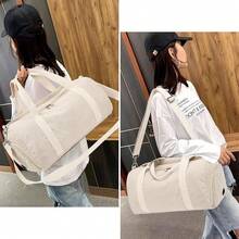 BLUBOON Bolsa de lona para niñas y niños, bonita bolsa de gimnasio con compartimento para zapatos y separación para objetos húmedos, impermeable, para deportes durante la noche - beige (Panuda Beige) - Ver 8