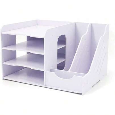 SONGWAY Organisateur de fichiers de bureau - Porte-documents à plusieurs niveaux, bac de rangement pour lettres et courrier, support de rangement pour papier A4, organisateur de bureau pour la maison, le bureau et l'école, blanc