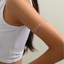 6pcs/Set Geometric Metal Punk Hollow Multilayer Crisscross Exaggerated Bracelet Set For Women