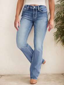 New Women's Casual Button Pocket Jeans - High-Quality Straight-Leg Denim Pants For Everyday Wear - Best-Selling Jeans For Women