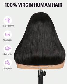 MEGALOOK 6x5蕾丝无胶假发，100%真人发，180%密度，预拔毛预剪发片，直发假发，轻盈发网，12A沙龙级漂白，细小发结 - SNatural - 查看 7