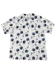 Polyester Floral Print Button Up Shirt Dress For Women