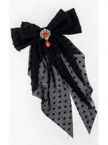 1 件女式万圣节心痛蝴蝶结发夹，哥特式和另类配饰，女式黑色蕾丝万圣节发饰，适合万圣节派对。，爪夹，发爪，发夹，发夹，发夹