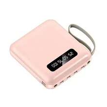 10000mAh Batería Externa, Batería Externa Portátil de Carga Lenta de Varios Colores, Protege la Batería del Teléfono, Adecuada para Múltiples Dispositivos (2xSalida USB, Tipo-C Integrado, Micro, Cable USB), Con Iluminación LED, Pantalla Digital de Energía, Adecuada Como Regalo de Graduación - Rosa - Ver 9
