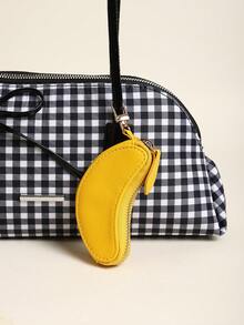 Monedero con llavero con dije de fresa, bolsa de dinero compatible con Airtag para mujer, mini cartera, monedero, monedero de monedas, cartera, llavero de cartera, otoño - Amarillo - Ver 3