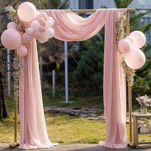 Outdoor Tulle Curtain Wedding Arch Hanging Fabric Gauze Curtain Photo Photography For Wedding Decoration (61 X 5.54 M), Pink - Pink - View 1