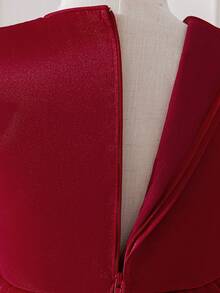 Vestido formal elegante con mangas abullonadas de malla bordada y cola para niñas jóvenes, adecuado para fiestas, cumpleaños, bailes escolares, sin diadema