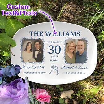 Custom Anniversary Photo Platter, Personalized Wedding Keepsake Gift, Couple Name & Date Tray, Family Heirloom DECOR ONLY