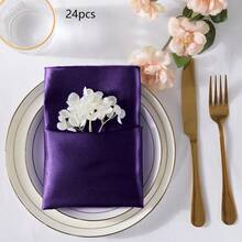 8/24pcs Square Satin Dinner Napkins, Silky Soft Smooth Decorative Napkins, Suitable For Restaurant, Wedding, Party, Home, Celebration, Christmas, Thanksgiving, Halloween Decor - Multicolor - View 9