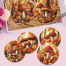 1套/4件/6件/300件秋季蘑菇枫叶图案硅藻泥杯垫，咖啡杯垫，家居和餐厅多场合装饰品，日常礼品，餐桌装饰，日常装饰，主题派对装饰 - 彩色 - 查看 9