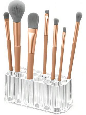 Makeup Brush Holder, 360 °   Rotating Makeup Brush Organizer With 5 Slots, Dustproof Makeup Brush Holder With Lid, Make Up Organizers Vanity Bathroom Countertop