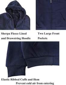Lined Hoodies For Men Heavyweight Full Zip Up Sweatshirt Thick Fleece Jackets Winter Warm Coats