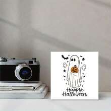 Letrero decorativo de fantasmas blancos de Halloween - Decoración de escritorio de oficina linda, decoración de habitación bohemia, decoración de pared de estilo granja para suministros de fiesta de Halloween