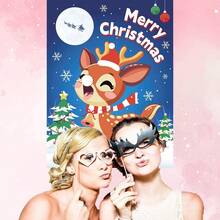 Jeu de Noël "Attache le nez du renne", jeu de fête de Noël, jeux d'anniversaire pour filles et garçons, activités familiales avec bandeau, jeu de voyage pour le Nouvel An, fournitures de fête de Noël, jeu du nez