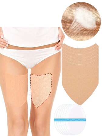 5pcs Thigh Friction Relief Patches, Sweat-Proof And Friction-Proof Leg Protectors, Breathable Elastic Skin-Friendly Tapes To Prevent Friction, Comfortable Decompression For Exercise And Daily Wear, Suitable For Inner Thighs And Calves, Provide Comfortable Protection