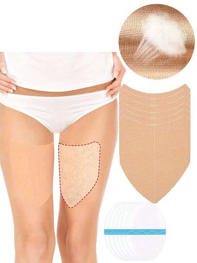 5pcs Thigh Friction Relief Patches, Sweat-Proof And Friction-Proof Leg Protectors, Breathable Elastic Skin-Friendly Tapes To Prevent Friction, Comfortable Decompression For Exercise And Daily Wear, Suitable For Inner Thighs And Calves, Provide Comfortable Protection